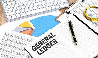 Wall Mural - GENERAL LEDGER text on a paper on chart background