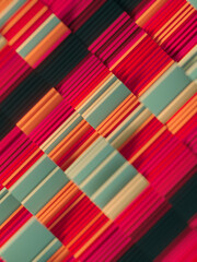 Aufkleber - Rectangular blocks pushed up by waves. Abstract geometric modern background. 3d rendering digital illustration