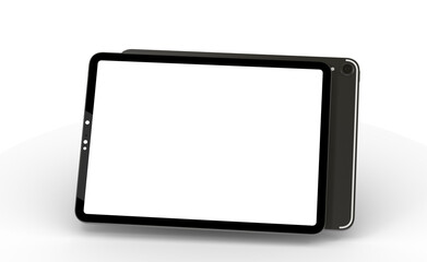 Fototapete - 3D brandless tablet with empty screen isolated on white background