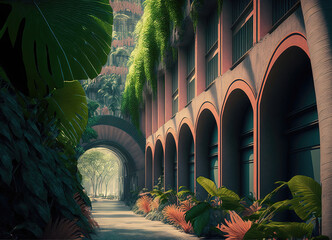 Wall Mural - fantasy scene abstract city architecture, game design inspiration. sketch art for artist creativity and inspiration. generative AI	
