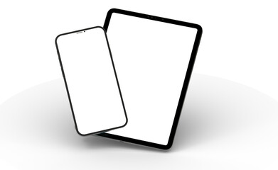 Fototapete - tablet pc - Modern black tablet computer isolated on white background.