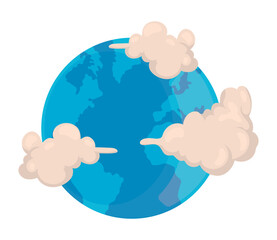 Wall Mural - world map and clouds