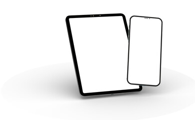 Sticker - Black tablet computer with blank screen, isolated on white background