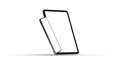 Poster - Modern tablet computer stand with blank screen isolated on white background