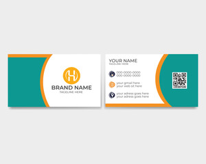 Wall Mural - Modern simple business card design template. nice clean design with a logo. waves for business technology. Double sided creative business card. Creative layout corporate identity, Vector illustration