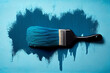 canvas print picture - Pinsel mit blauer Farbe isoliert auf weißen Hintergrund mit Platzhalter. Wandfarbe zum Renovieren - Generative Ai