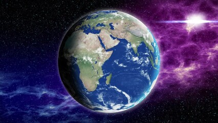 Wall Mural - planet earth rotation - computer generated animation. night to day change. realistic world globe mov