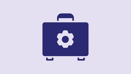 Sticker - Blue Toolbox icon isolated on purple background. Tool box sign. 4K Video motion graphic animation