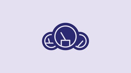 Canvas Print - Blue Speedometer icon isolated on purple background. 4K Video motion graphic animation