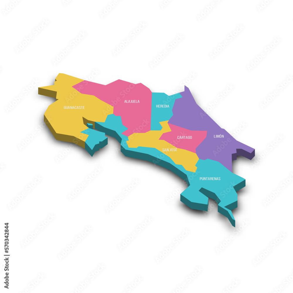 Costa Rica political map of administrative divisions - provinces ...