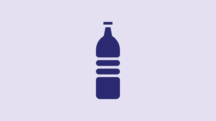 Sticker - Blue Bottle of water icon isolated on purple background. Soda aqua drink sign. 4K Video motion graphic animation