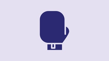 Poster - Blue Boxing glove icon isolated on purple background. 4K Video motion graphic animation