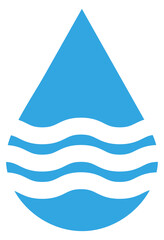 Poster - Water drop logo. Ocean waves in blue shape