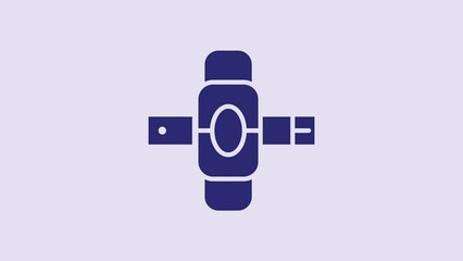 Poster - Blue Knee pads icon isolated on purple background. Extreme sport. Skateboarding, bicycle, roller skating protective gear. 4K Video motion graphic animation