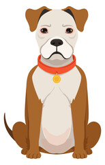 Sticker - English bulldog breed icon. Sitting dog character