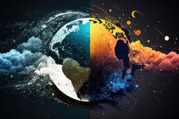 Wall Mural - World meteorology meteorological day planet with weather abstract illustration generative ai