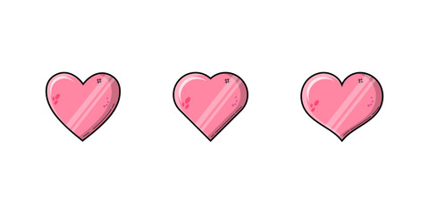Wall Mural - set of pink heart collection of different romantic vector heart icons for web site, sticker, label, 