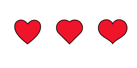 Wall Mural - set of red heart collection of different romantic vector heart icons for web site, sticker, label, t