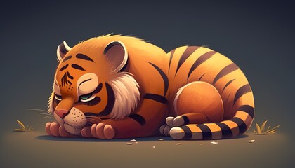 Wall Mural - cute and funny lazy tiger