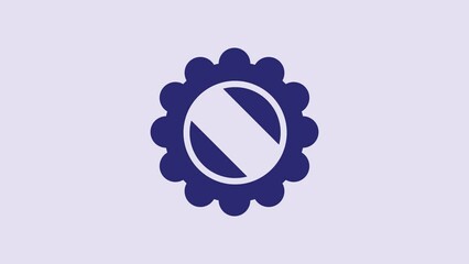 Sticker - Blue Bottle cap icon isolated on purple background. 4K Video motion graphic animation