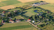 Rural settlement view from above . Flight over village