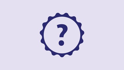 Wall Mural - Blue Question mark icon isolated on purple background. FAQ sign. Copy files, chat speech bubble and chart. 4K Video motion graphic animation