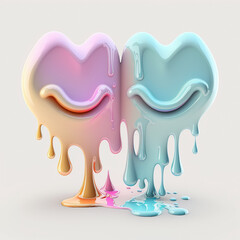 Sticker - two melted hearts, Generative AI