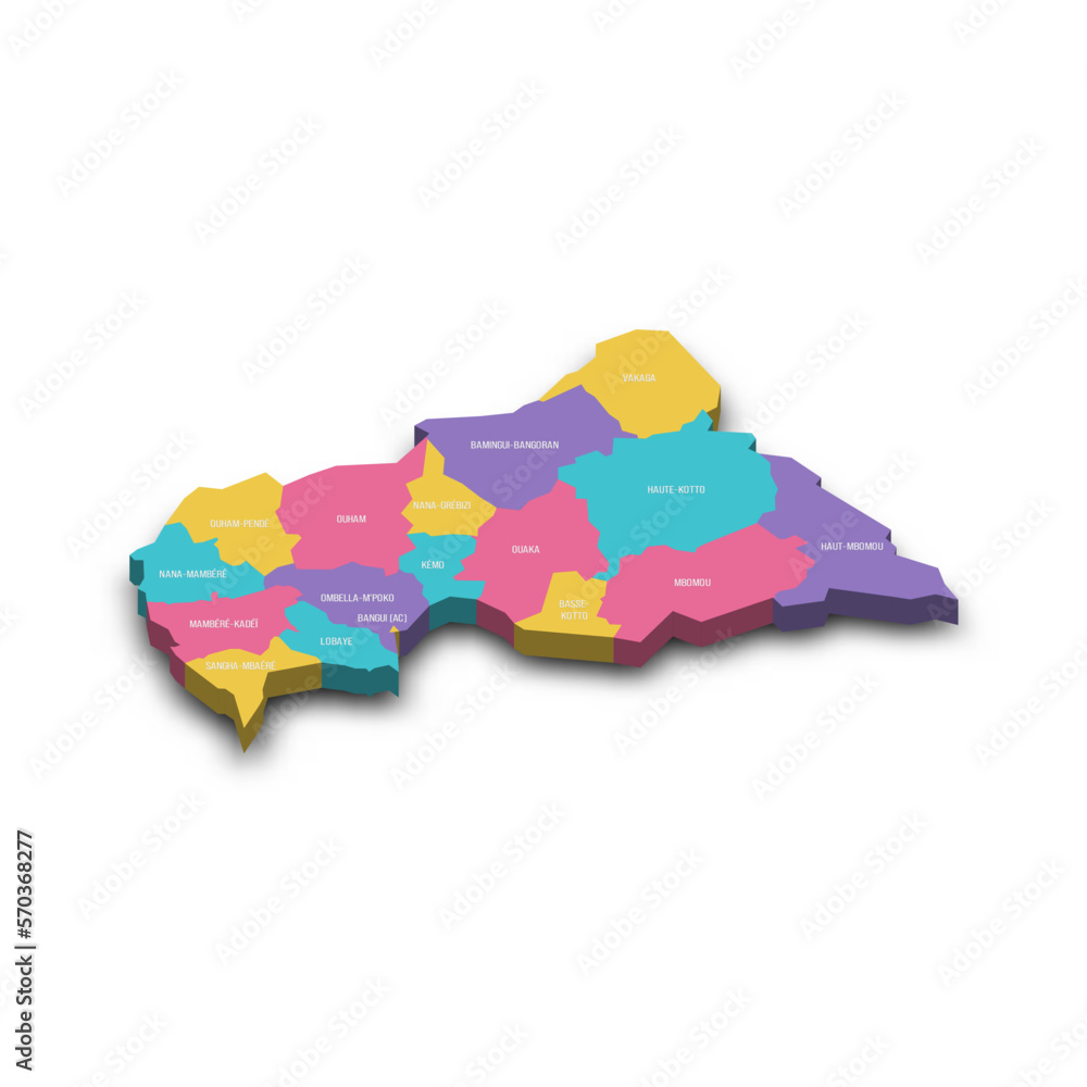 Central African Republic political map of administrative divisions ...