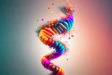 Wall Mural - Amazing DNA and isolated soft background, mix color, 3d rendering. Generative Ai