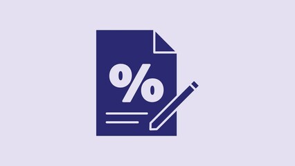 Sticker - Blue Finance document icon isolated on purple background. Paper bank document for invoice or bill concept. 4K Video motion graphic animation