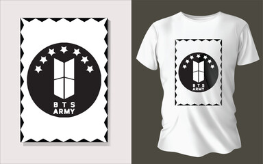 Wall Mural - Bts kpop and heart shape tee shirt design