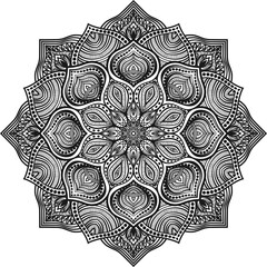 Wall Mural - Mandala circular monochrome pattern