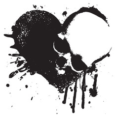 Sticker - Vector abstract heart sign with drops, blood splatter and human skull. Bloody heart with stains isolated on a light background. Suitable for t-shirt design, tattoo, sticker, design element