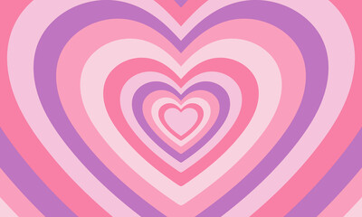 Wall Mural - vector tunnel romantic hearts in pink colors. retro background in trendy 70s, 80s style.