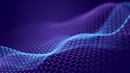 Abstract wave of musical sounds. Smooth information transfer. 3D rendering.