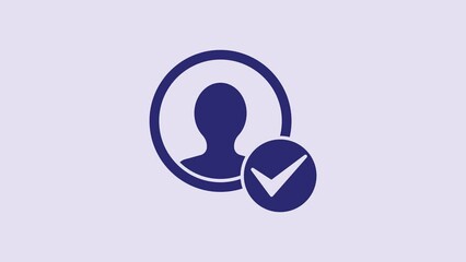 Blue Create account screen icon isolated on purple background. 4K Video motion graphic animation
