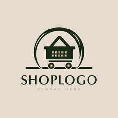 Wall Mural - Shop logo template vector illustration design. Shopping cart icon concept.