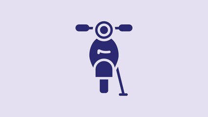 Poster - Blue Scooter icon isolated on purple background. 4K Video motion graphic animation