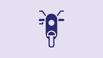 Sticker - Blue Scooter icon isolated on purple background. 4K Video motion graphic animation