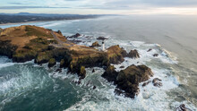 Drone Aerial Yaquina Head Lighthouse Newport Oregon Coast Sunset Photo 8