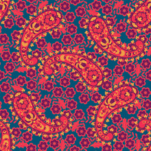 Floral Fabric Background With Paisley Ornament. Seamless Illustration Pattern