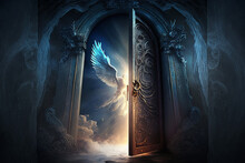 Door To Heaven, Guarded By An Angel. Generative AI
