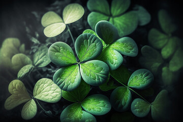 Clover leaves - St. Patrick's Day - Generative AI