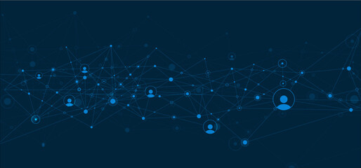 Wall Mural - network background. connections with points, lines, and people icons. vector technology background
