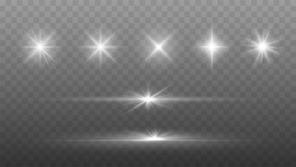 Wall Mural - set of shine glowing stars. vector shining sparks isolated.