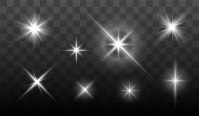 Wall Mural - set of shine glowing stars. vector shining sparks isolated.