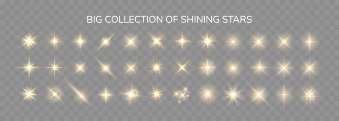 Aufkleber - Set of Shine glowing stars. Vector Golden Sparks isolated.