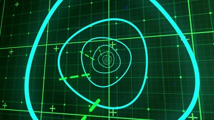 Wall Mural - animation of lines in illuminated tunnel over grid pattern against black background