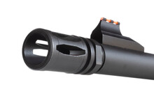 Flash Hider On A Rifle With Fiber Optic Sight