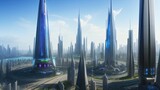 Fototapeta Big Ben - Futuristic skyscrapers of the city of the future